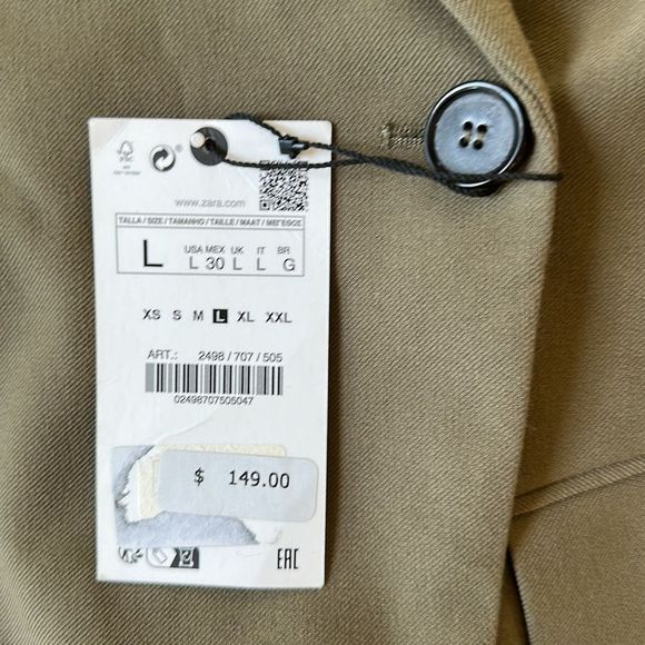 Zara Oversized Blazer Khaki Green L NWT - Picture 5 of 6